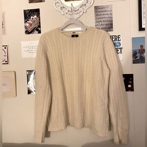 Bogner 100% Cashmere Cream Cable Knit Sweater